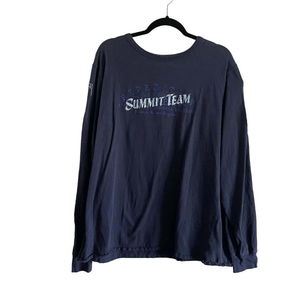 Disneyland Mens XL Navy Blue Summit Team Long Sleeve Embroidered Patches T Shirt